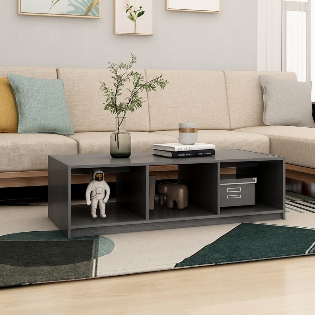 VidaXL Salontafel 110x50x34 cm massief grenenhout grijs