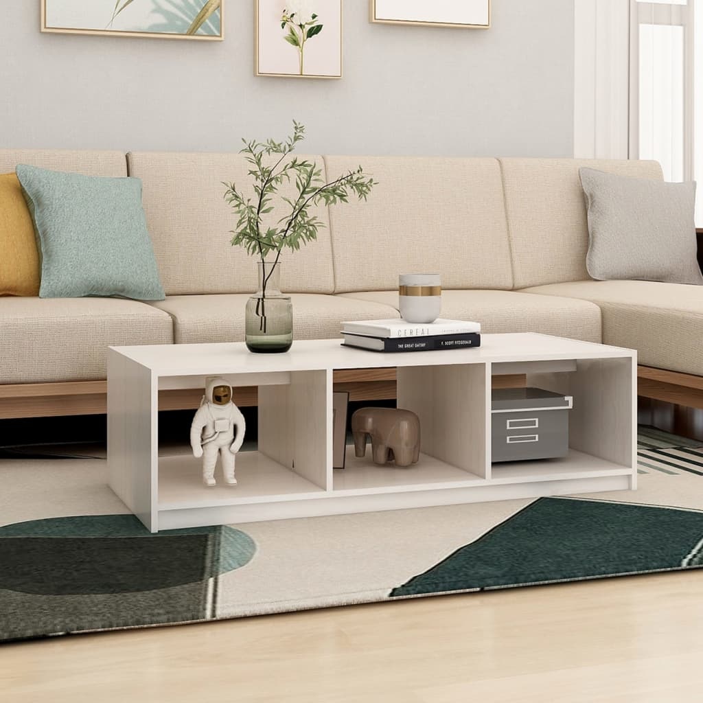 VidaXL Salontafel 110x50x34 cm massief grenenhout wit