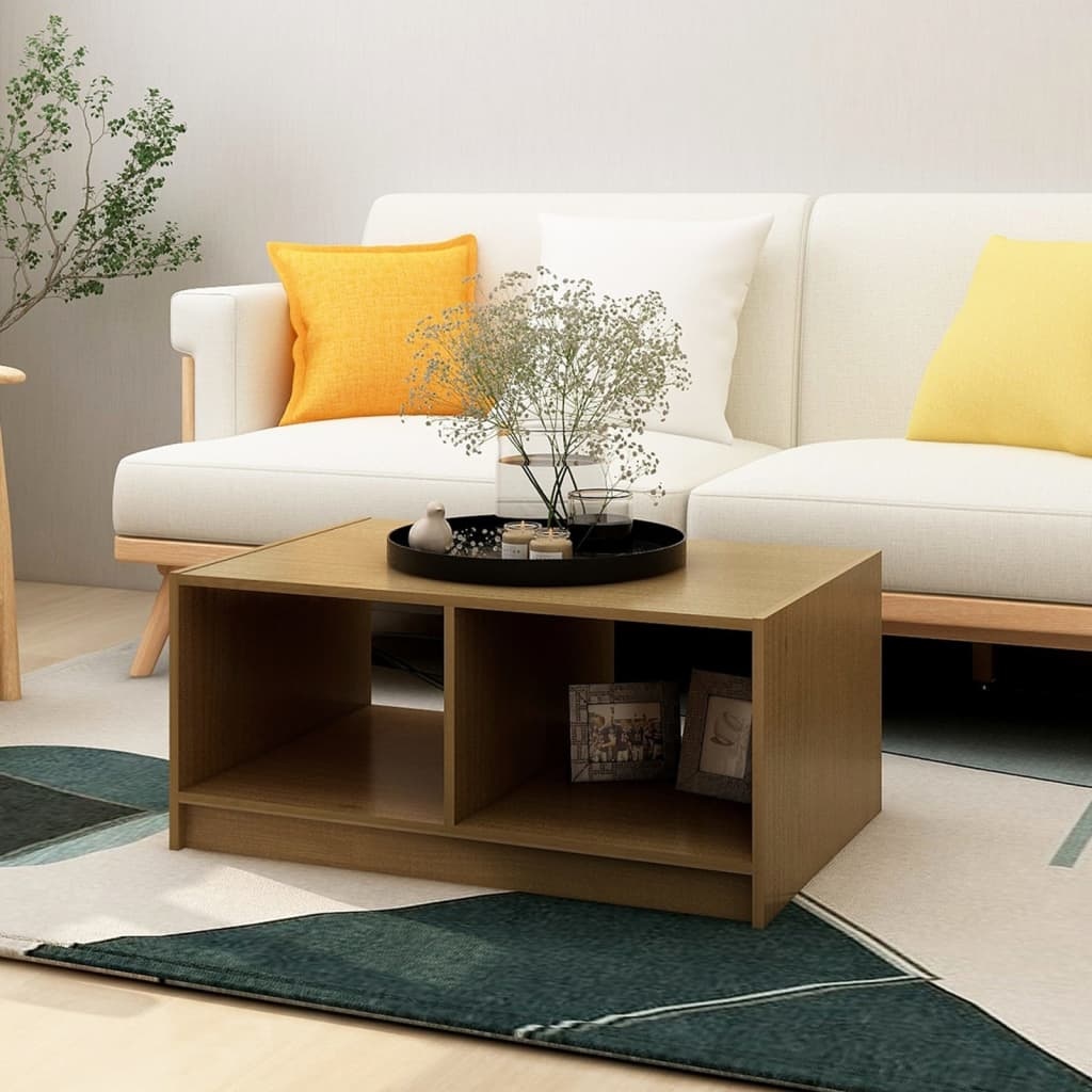 VidaXL Salontafel 75x50x33,5 cm massief grenenhout honingbruin