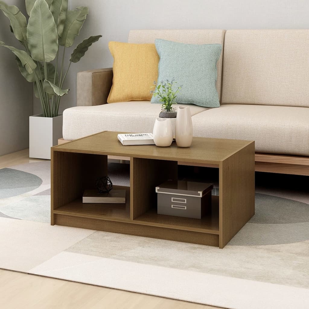 VidaXL Salontafel 75x50x33,5 cm massief grenenhout honingbruin