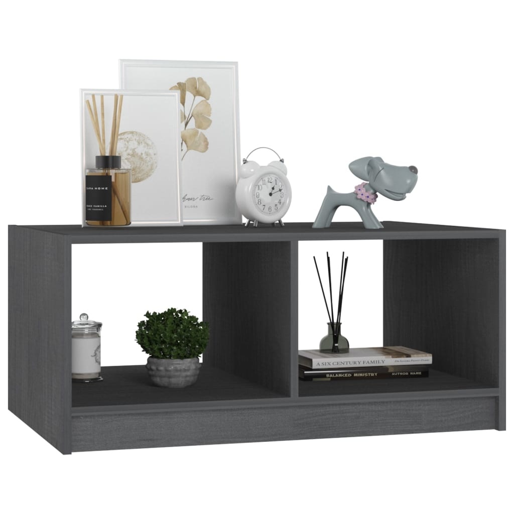 VidaXL Salontafel 75x50x33,5 cm massief grenenhout grijs