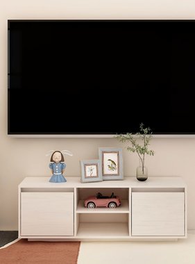VidaXL Tv-meubel 110x30x40 cm massief grenenhout wit