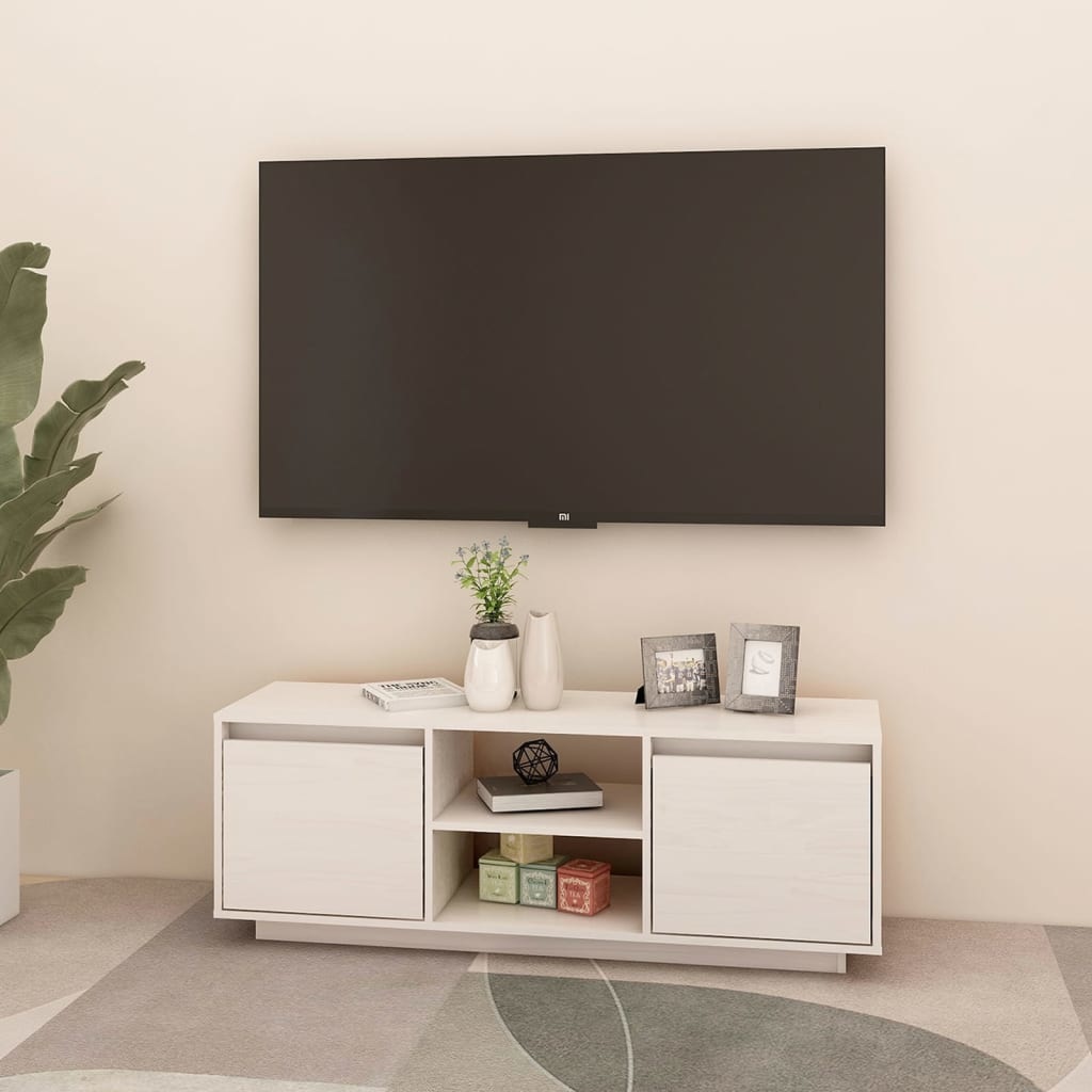 VidaXL Tv-meubel 110x30x40 cm massief grenenhout wit
