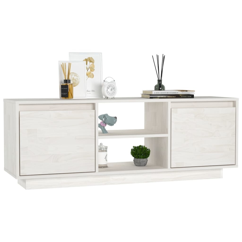 VidaXL Tv-meubel 110x30x40 cm massief grenenhout wit