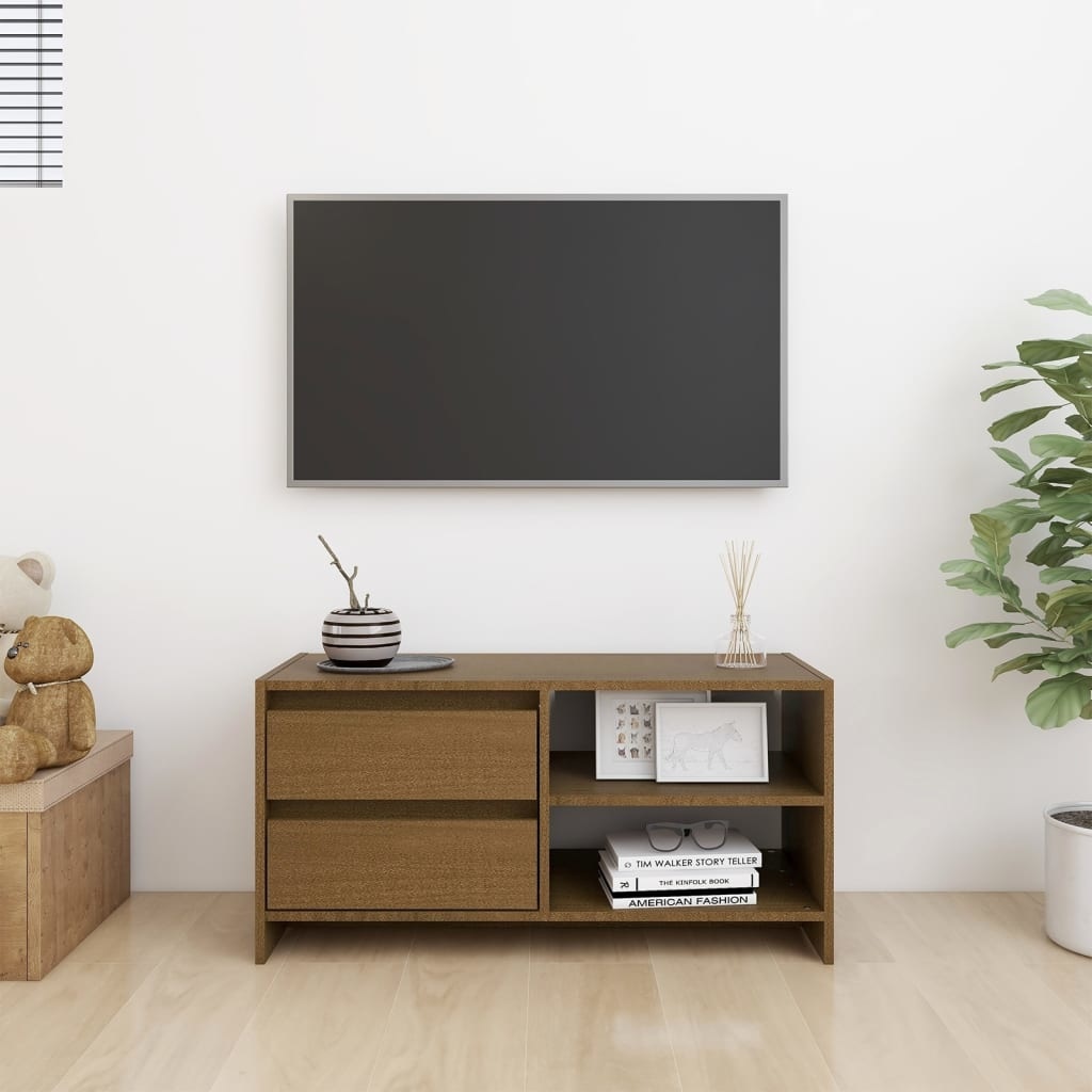 VidaXL Tv-meubel 80x31x39 cm massief grenenhout honingbruin