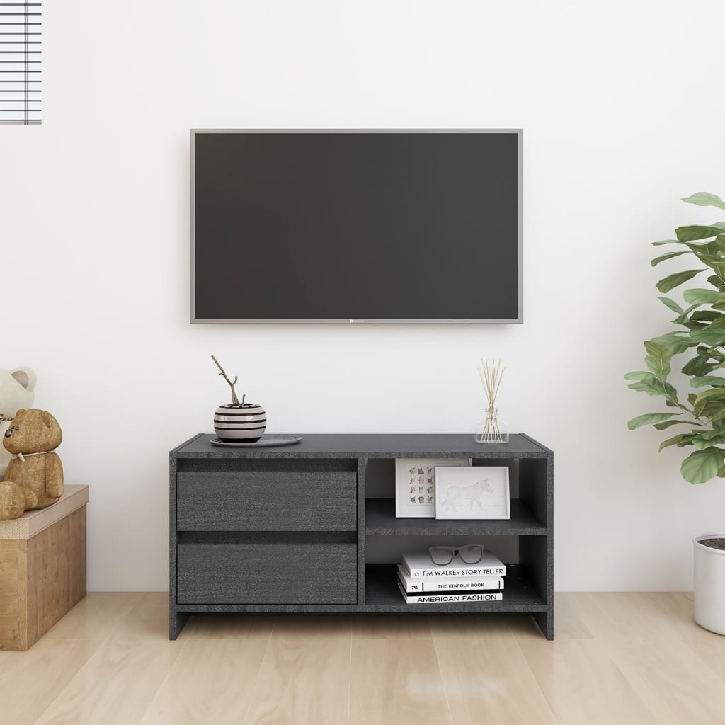 VidaXL Tv-meubel 80x31x39 cm massief grenenhout grijs