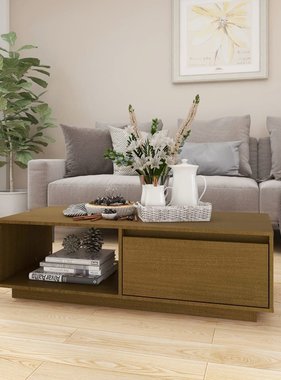 VidaXL Salontafel 110x50x33,5 cm massief grenenhout honingbruin