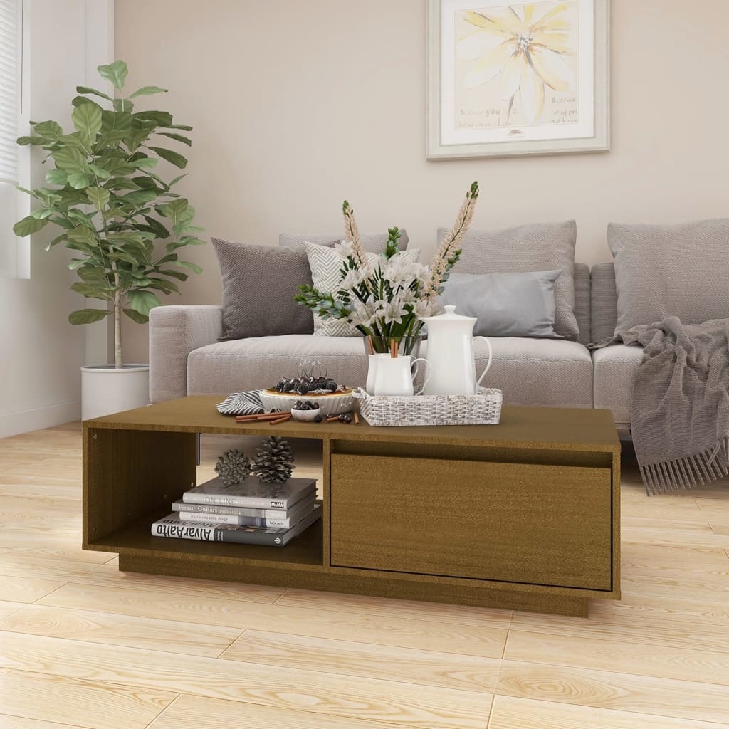 VidaXL Salontafel 110x50x33,5 cm massief grenenhout honingbruin