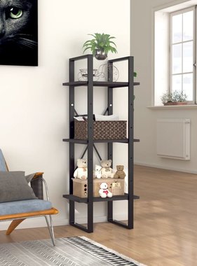 vidaXL Boekenkast met 3 schappen 40x30x105 cm spaanplaat grijs