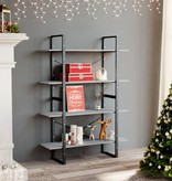 vidaXL Boekenkast met 4 schappen 100x30x140 cm spaanplaat betongrijs