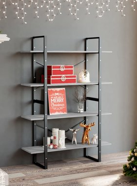 vidaXL Boekenkast met 4 schappen 100x30x140 cm spaanplaat betongrijs