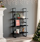 VidaXL Boekenkast met 4 schappen 80x30x140 cm massief grenenhout zwart