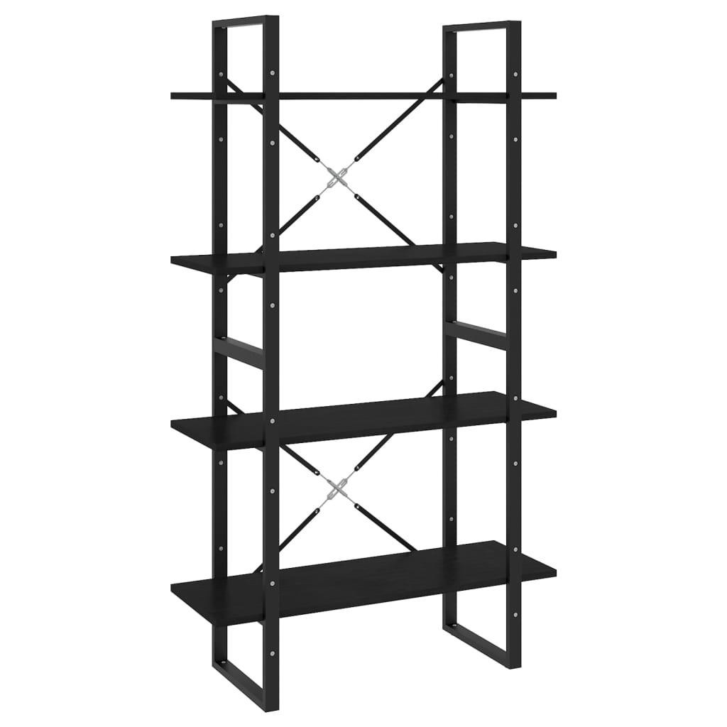 VidaXL Boekenkast met 4 schappen 80x30x140 cm massief grenenhout zwart