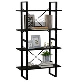 VidaXL Boekenkast met 4 schappen 80x30x140 cm massief grenenhout zwart