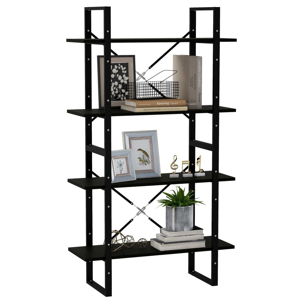 VidaXL Boekenkast met 4 schappen 80x30x140 cm massief grenenhout zwart