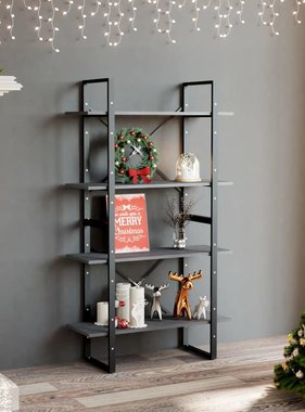 vidaXL Boekenkast met 4 schappen 80x30x140 cm massief grenenhout grijs