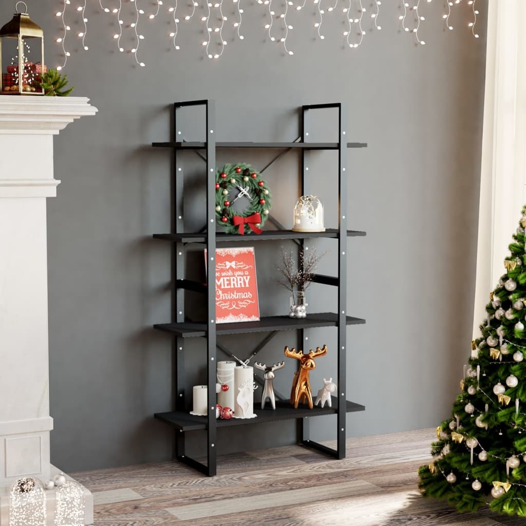 VidaXL Boekenkast met 4 schappen 80x30x140 cm spaanplaat grijs