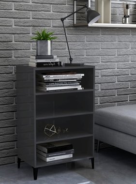 VidaXL Dressoir 57x35x90 cm spaanplaat hoogglans grijs
