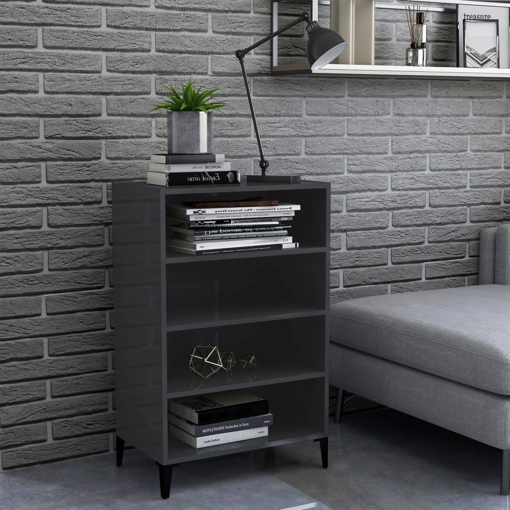 VidaXL Dressoir 57x35x90 cm spaanplaat hoogglans grijs