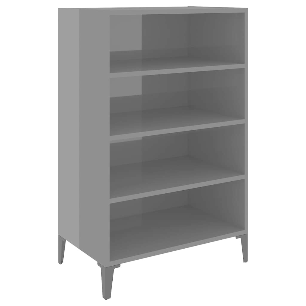 VidaXL Dressoir 57x35x90 cm spaanplaat hoogglans grijs