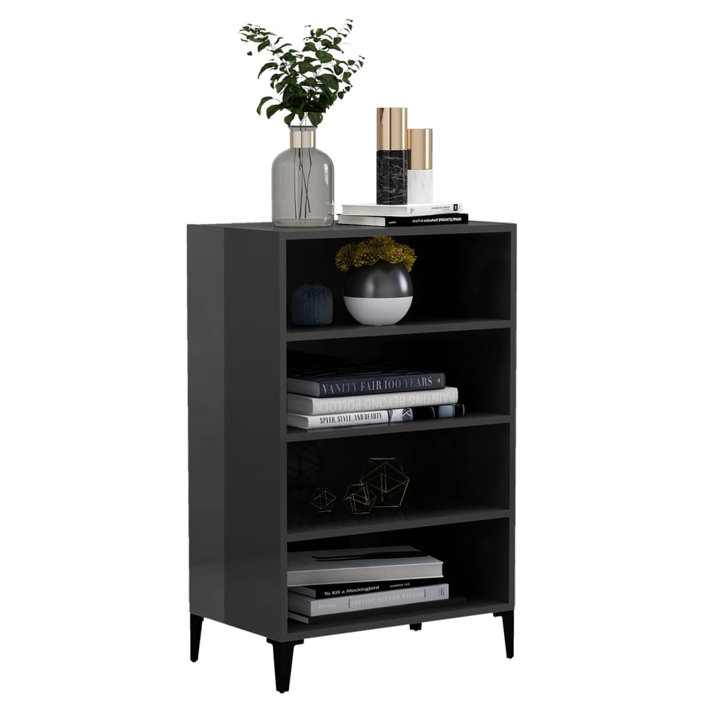 VidaXL Dressoir 57x35x90 cm spaanplaat hoogglans grijs