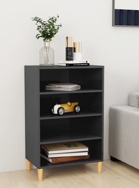 VidaXL Dressoir 57x35x90 cm spaanplaat hoogglans grijs