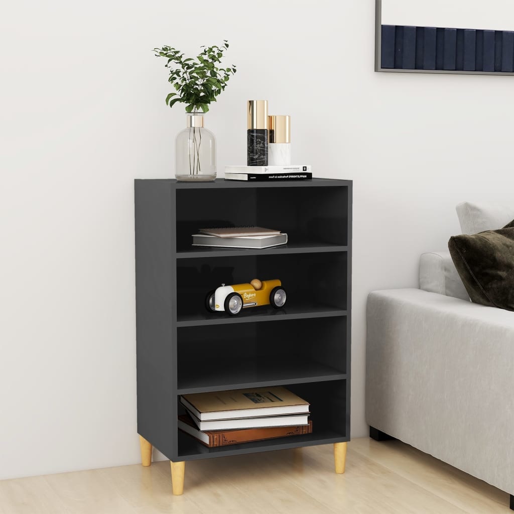 VidaXL Dressoir 57x35x90 cm spaanplaat hoogglans grijs