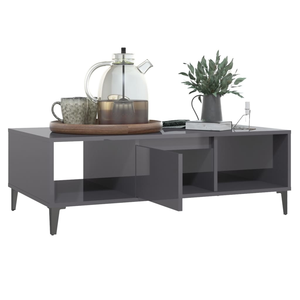 VidaXL Salontafel 103,5x60x35 cm spaanplaat hoogglans grijs