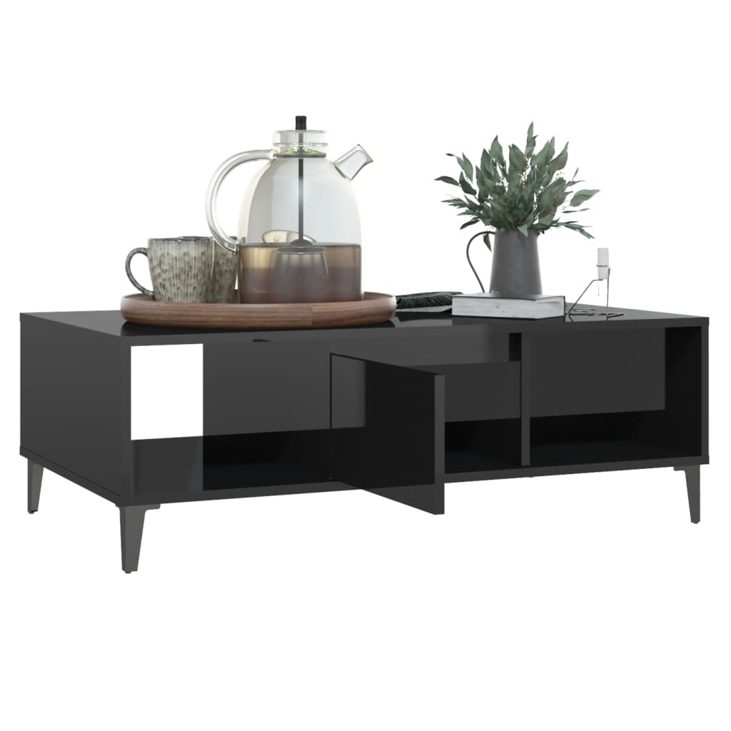 VidaXL Salontafel 103,5x60x35 cm spaanplaat hoogglans zwart