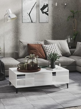 VidaXL Salontafel 103,5x60x35 cm spaanplaat hoogglans wit