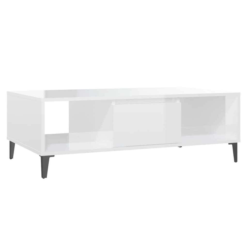 VidaXL Salontafel 103,5x60x35 cm spaanplaat hoogglans wit
