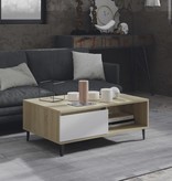 VidaXL Salontafel 90x60x35 cm spaanplaat wit en sonoma eikenkleurig