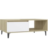 VidaXL Salontafel 90x60x35 cm spaanplaat wit en sonoma eikenkleurig
