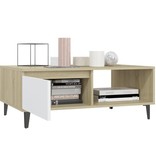 VidaXL Salontafel 90x60x35 cm spaanplaat wit en sonoma eikenkleurig