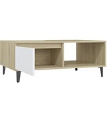 VidaXL Salontafel 90x60x35 cm spaanplaat wit en sonoma eikenkleurig