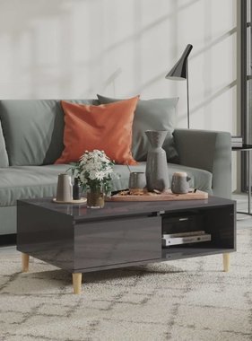 VidaXL Salontafel 90x60x35 cm spaanplaat hoogglans grijs