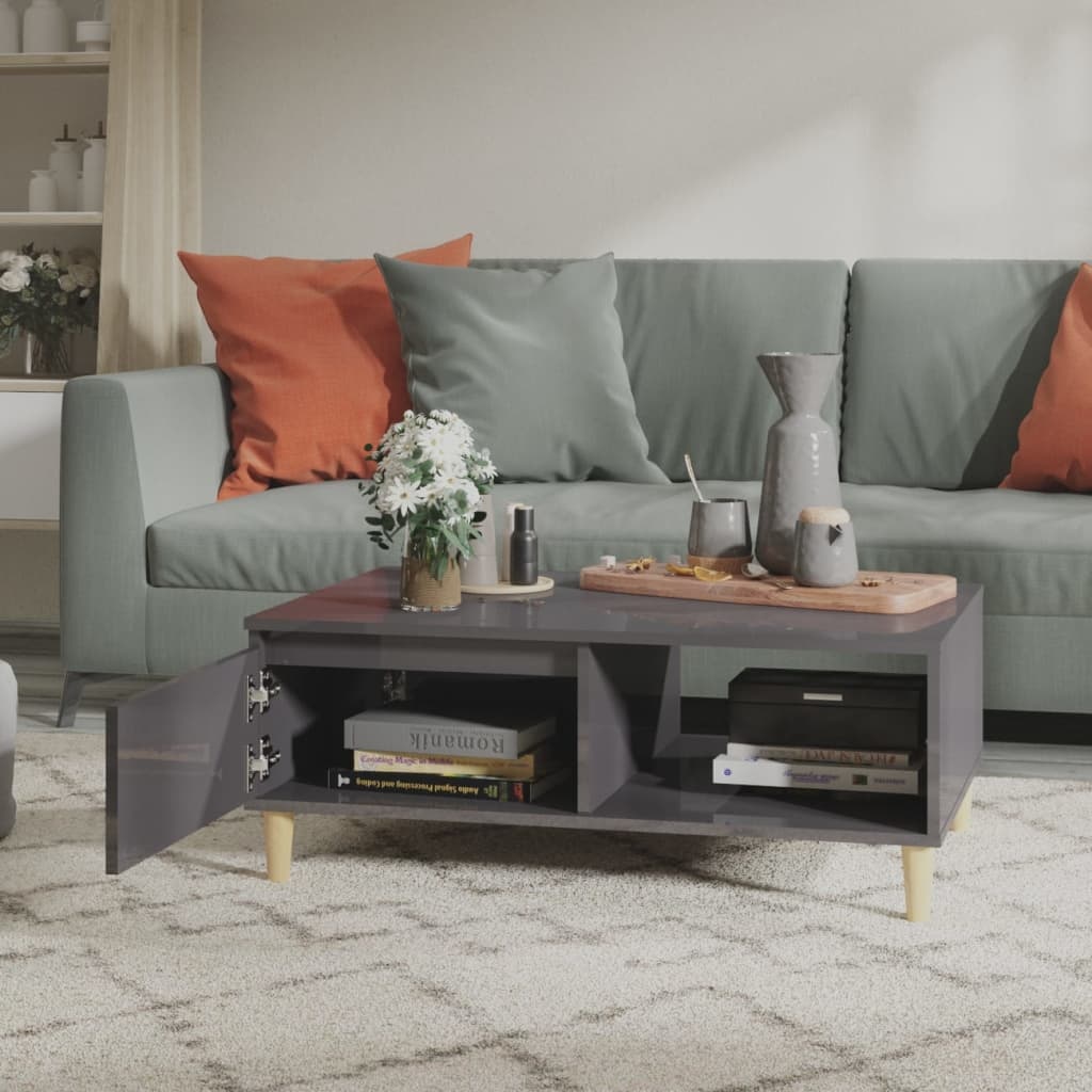 VidaXL Salontafel 90x60x35 cm spaanplaat hoogglans grijs