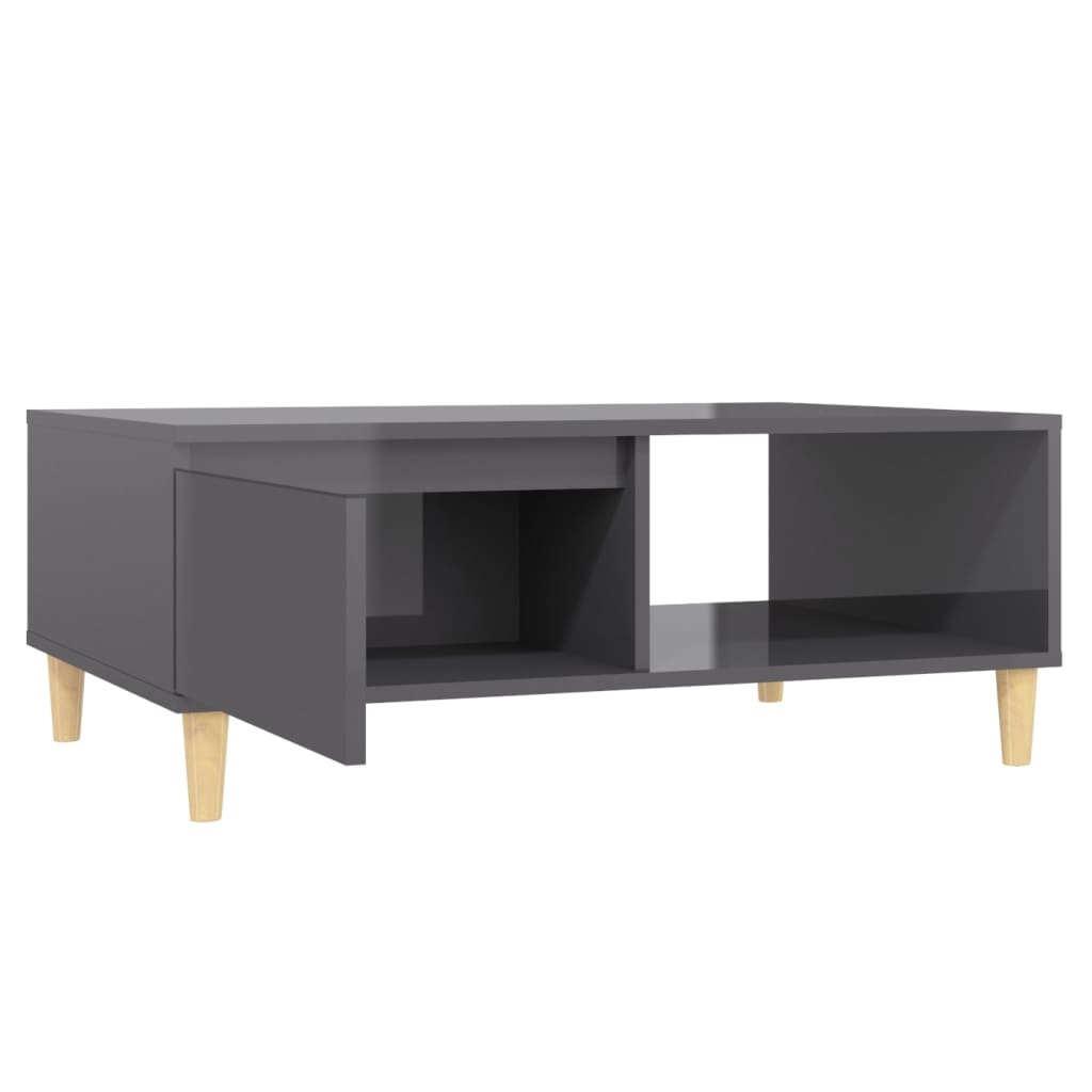 VidaXL Salontafel 90x60x35 cm spaanplaat hoogglans grijs