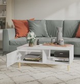 VidaXL Salontafel 90x60x35 cm spaanplaat hoogglans wit