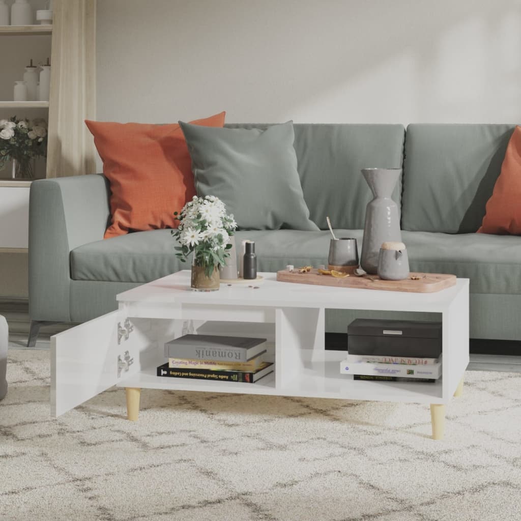 VidaXL Salontafel 90x60x35 cm spaanplaat hoogglans wit