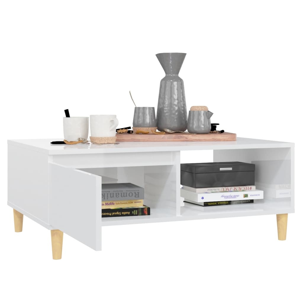 VidaXL Salontafel 90x60x35 cm spaanplaat hoogglans wit