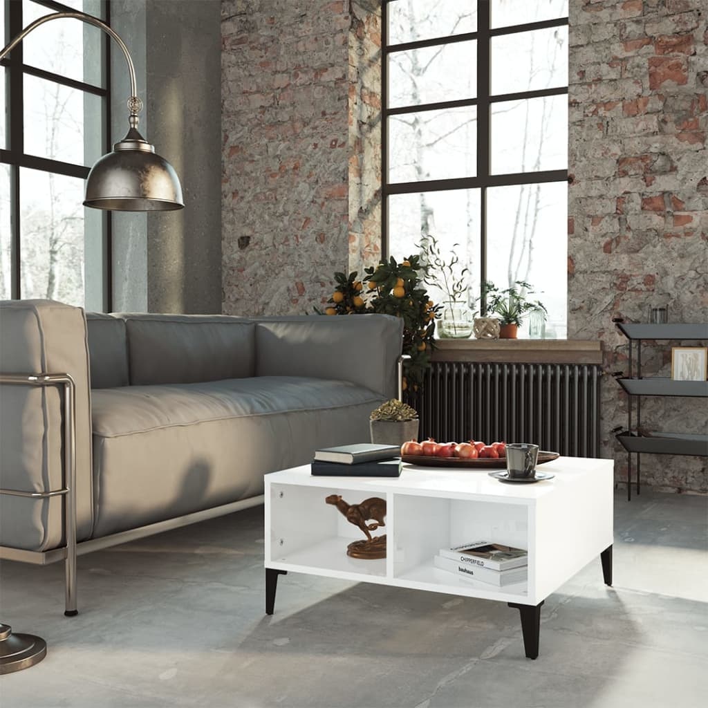VidaXL Salontafel 60x60x30 cm spaanplaat hoogglans wit