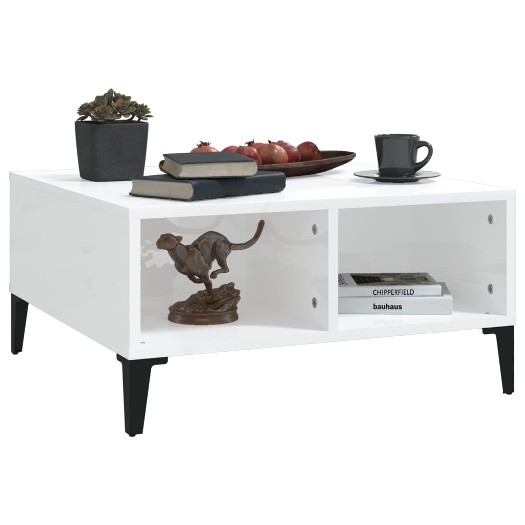 VidaXL Salontafel 60x60x30 cm spaanplaat hoogglans wit
