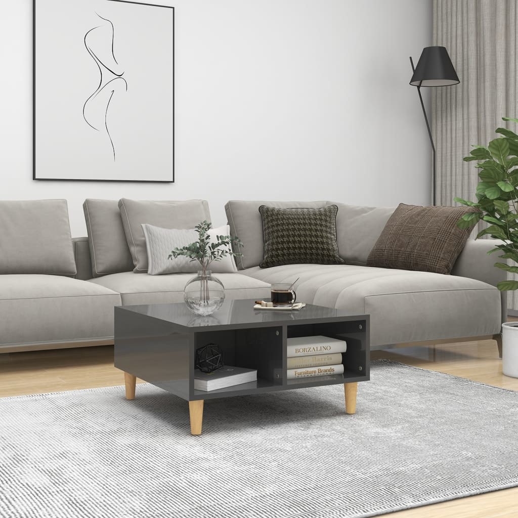 VidaXL Salontafel 60x60x30 cm spaanplaat hoogglans grijs