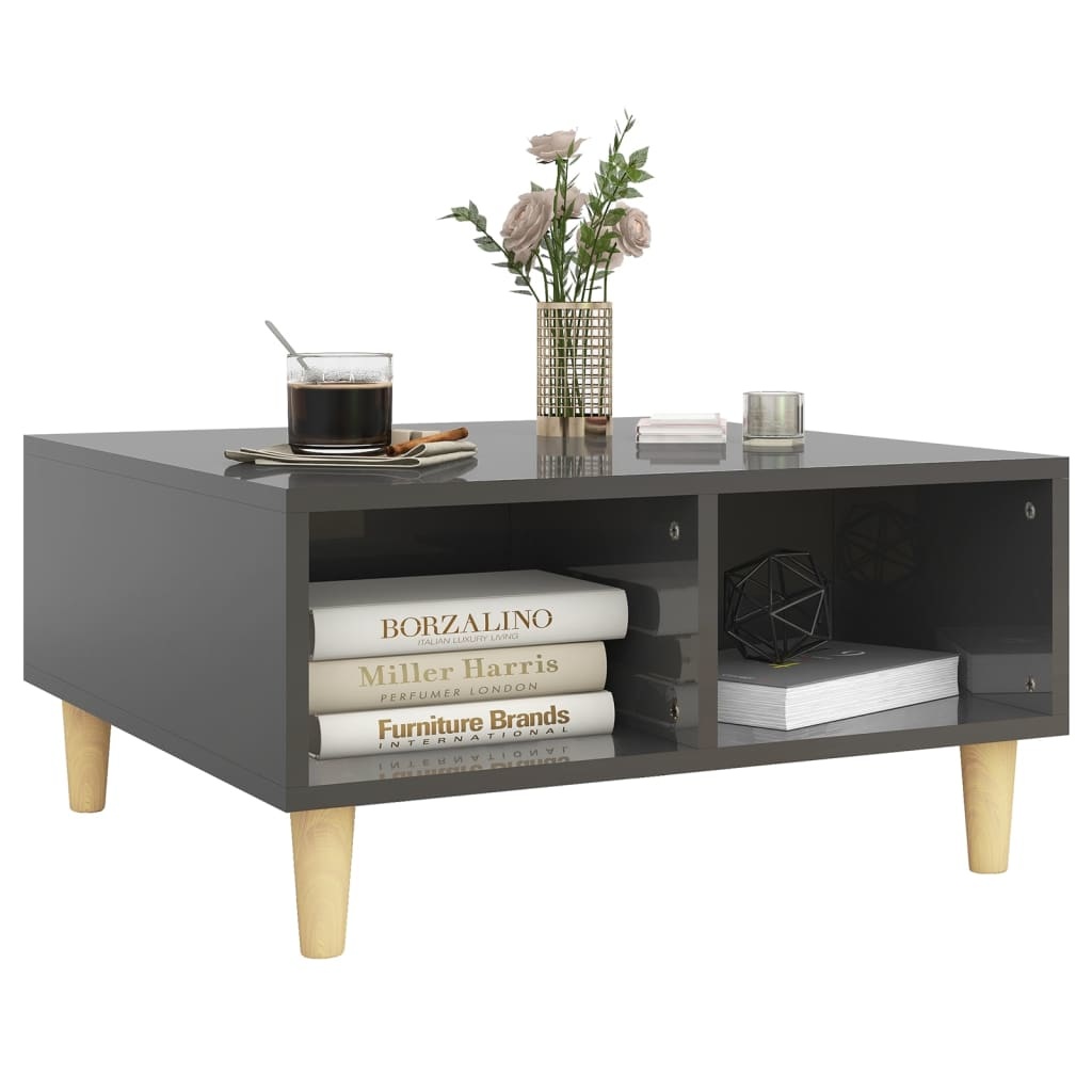 VidaXL Salontafel 60x60x30 cm spaanplaat hoogglans grijs