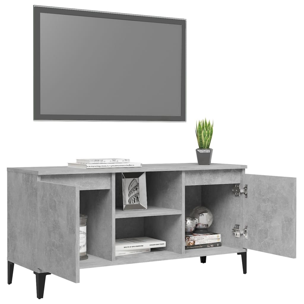 VidaXL Tv-meubel met metalen poten 103,5x35x50 cm betongrijs