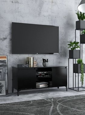 VidaXL Tv-meubel met metalen poten 103,5x35x50 cm zwart