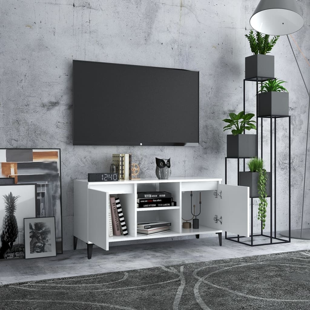 VidaXL Tv-meubel met metalen poten 103,5x35x50 cm wit