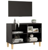 VidaXL Tv-meubel met massief houten poten 69,5x30x50 cm zwart