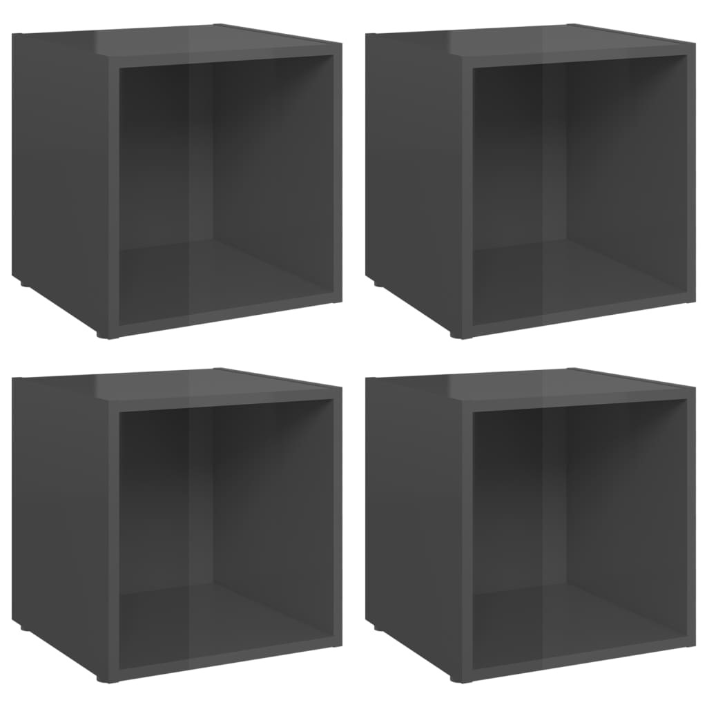 VidaXL Tv-meubelen 4 st 37x35x37 cm spaanplaat hoogglans grijs
